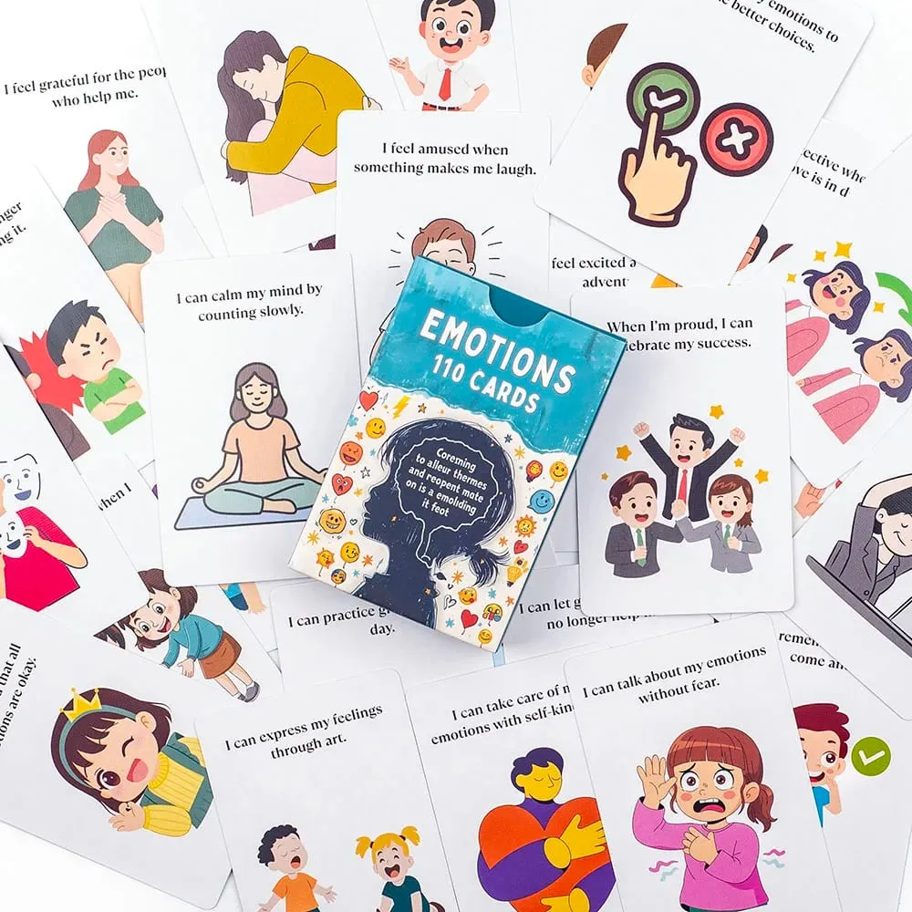 Kids Adults Emotions Flashcards 110pcs Emotional Recognition & Expression Fun Learning Game Interactive Board Playing Cards Set — image 6