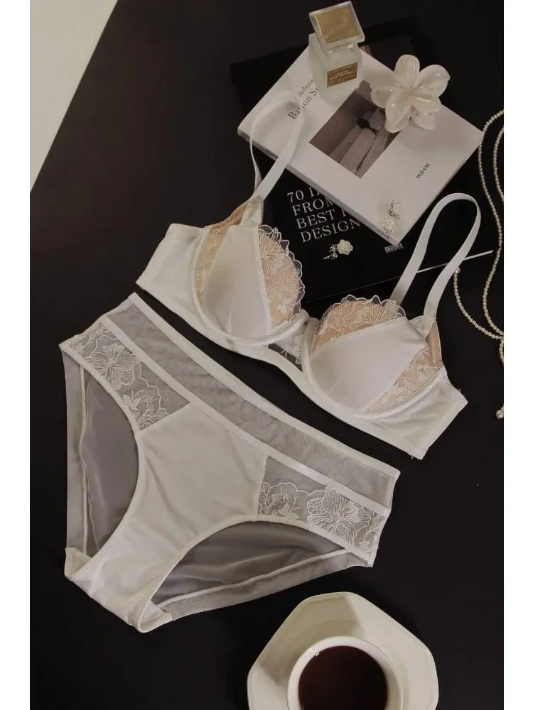 New Lace Push Up Bra Set Large Bust Minimizer & Lifting Side Support Reduces Armpit Fat Anti-Sagging Thin Wireless BANERDANNI