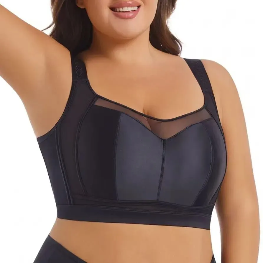 Women's plus Size Minimizer Bra Ultra-Thin Full Coverage Gathered Side Support Anti-Sagging Brassiere for Large Bust