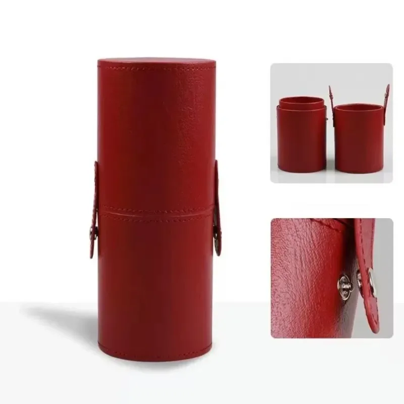 PU Leather Makeup Brush Bucket Dust-Proof Waterproof Empty Cosmetic Brushes Pen Holder Portable Makeup Brush Organizer