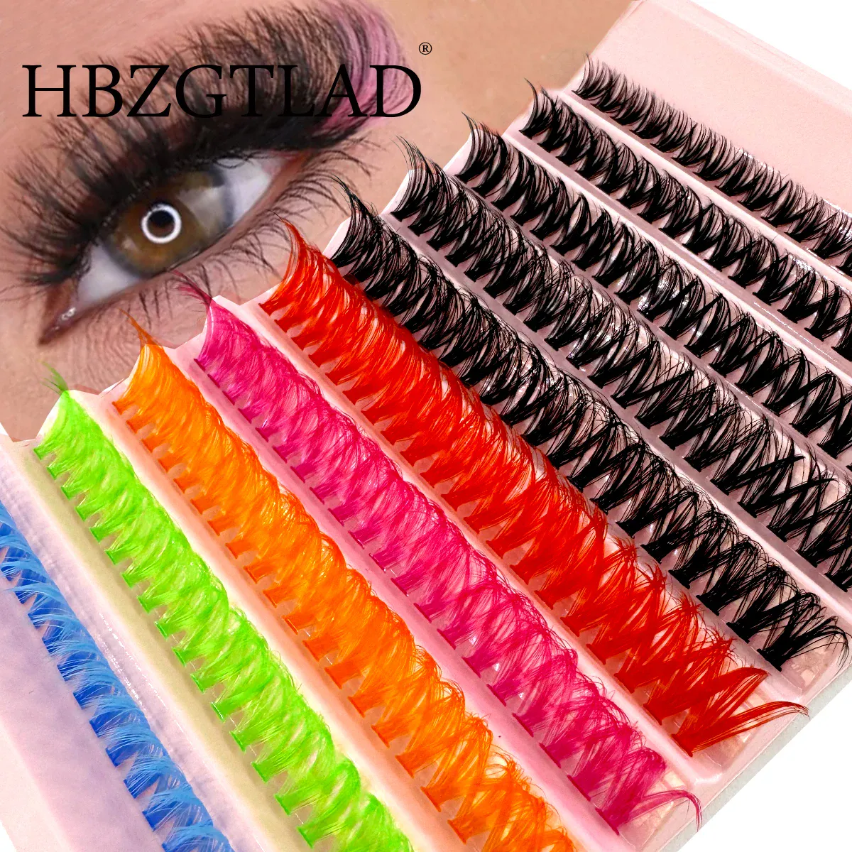 120 clusters of 6-color + black eyelash clusters colored eyelash clusters individual eyelashes D-roll colored false eye