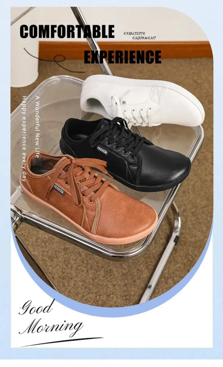 2025 New Minimalist Shoes for Men Women Wide Toe Barefoot Zero Drop Shoes Casual Artificial Leather Lightweight Walking Sneakers — image 9
