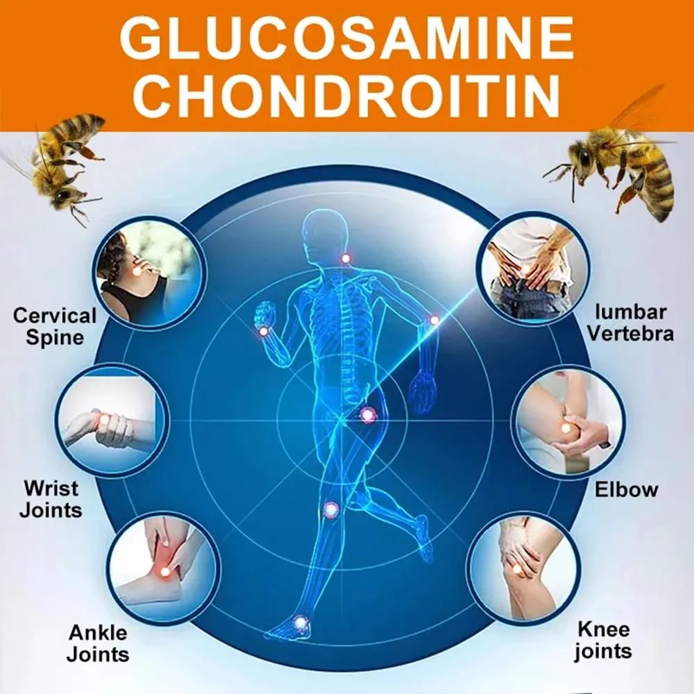 Glucosamine Chondroitin Bee Venom Turmeric & MSM - Bones Joint Antioxidant Digestive Support Non-GMO