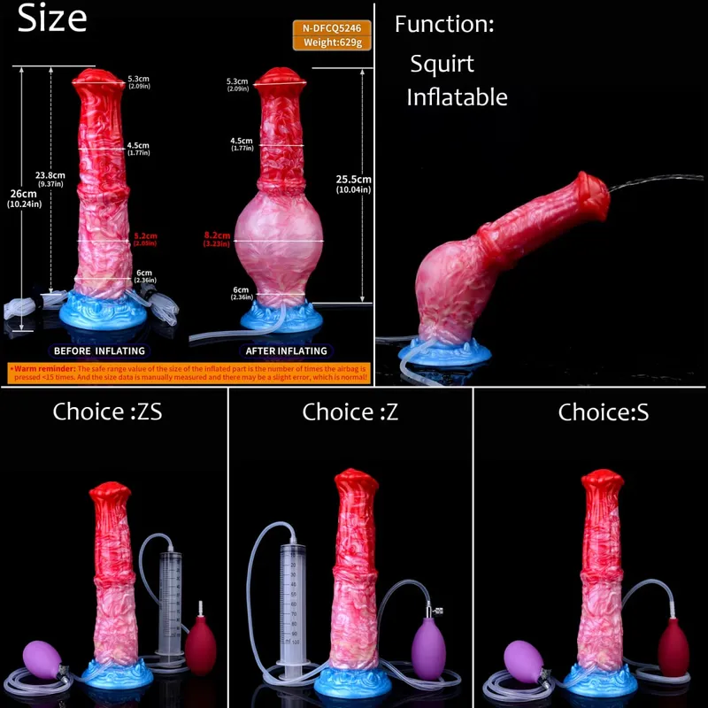 Gode ​​gonflable en Silicone avec nœud d'éjaculation, circonférence réglable, fantaisie, pénis de cheval, jouets sexuels pour adultes, dilatateur Anal