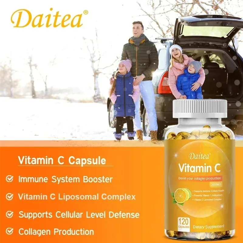 C Vitamini 2000 Mg Kolajen Üretimini Destekler C Vitamini Lipozomal Diyet Takviyesi GDO'suz ve Glutensiz Vejetaryen