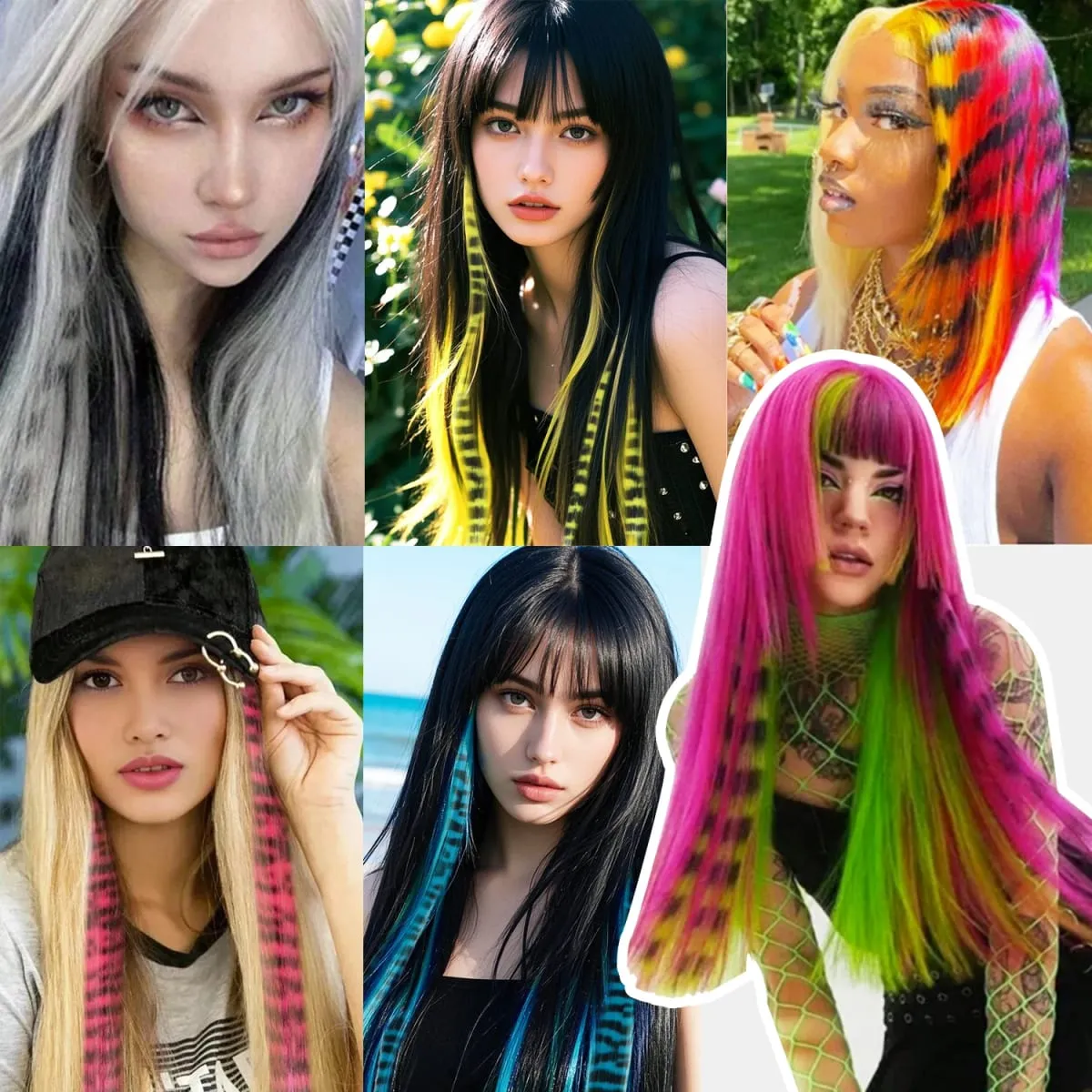 Synthetic Clip in Feather Hair Extensions 18inch 22inch Colorful Clip in Hair Halloween Christmas Party Use for Women Girls