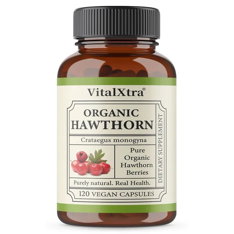 Organic Hawthorn Berry Capsules - Heart Health - Extra Strength 980mg Per Serving Vegan Non-GMO