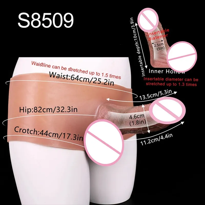 Premium Lifelike Hollow Penis Sleeve Pants Male Enhancement Thickening Extender with High Waist Panties Strap Adult Sex Toy