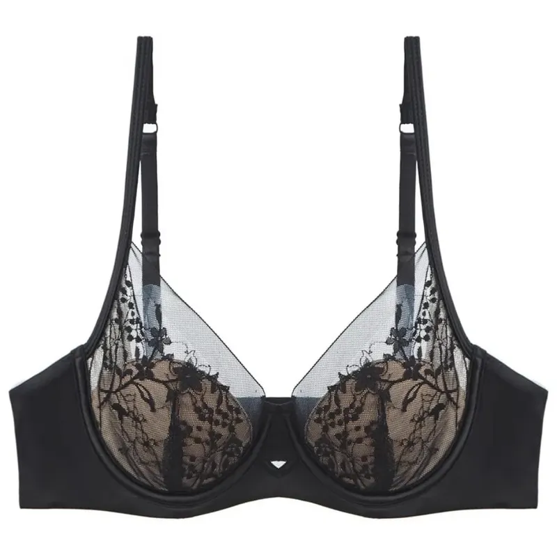 Women Lace Lingerie Set Thin Cup Minimizer Bra Panty Kit Full Coverage Breathable Intimates for Big BustFashion Daily Underwear