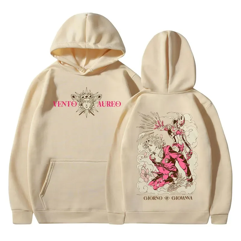Anime Jojo Bizarre Adventure Hoodies Giorno Giovanna Manga Graphic Sweatshirts Men Women Clothing Long Sleeves Fleece Pullovers