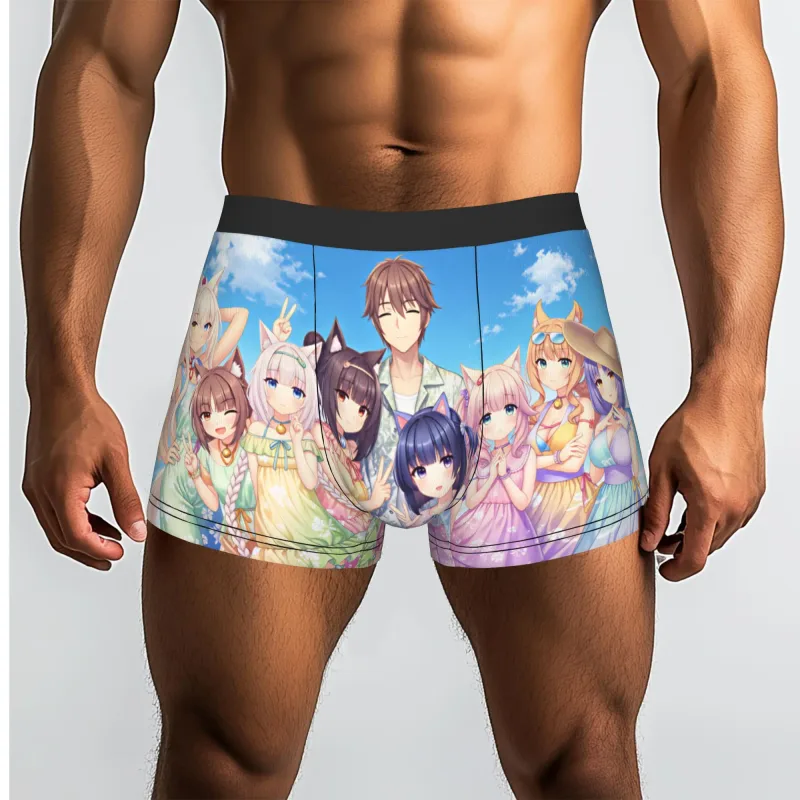 Anime N-Nekopara Chocola Vanilla Underwear Men Printed Game Boxer Briefs Shorts Panties Soft Underpants