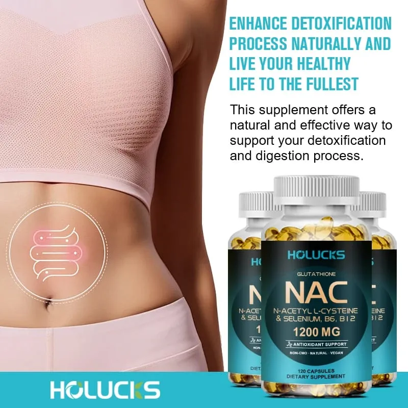 NAC Capsules 1200mg - Support Skin Health Cellular Energy Antioxidant Detox Enhance Immunity Improve Digestion