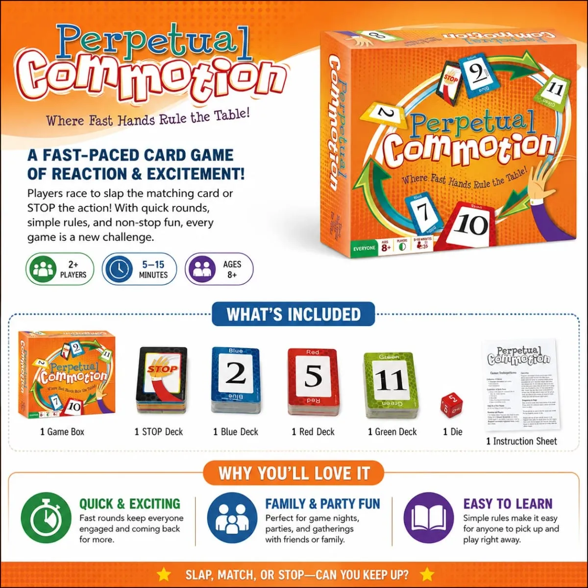 Perpetual Commotion Fast Hands Number Card Game Family Party Strategy Reaction Game English Version 2026 New Model — image 3