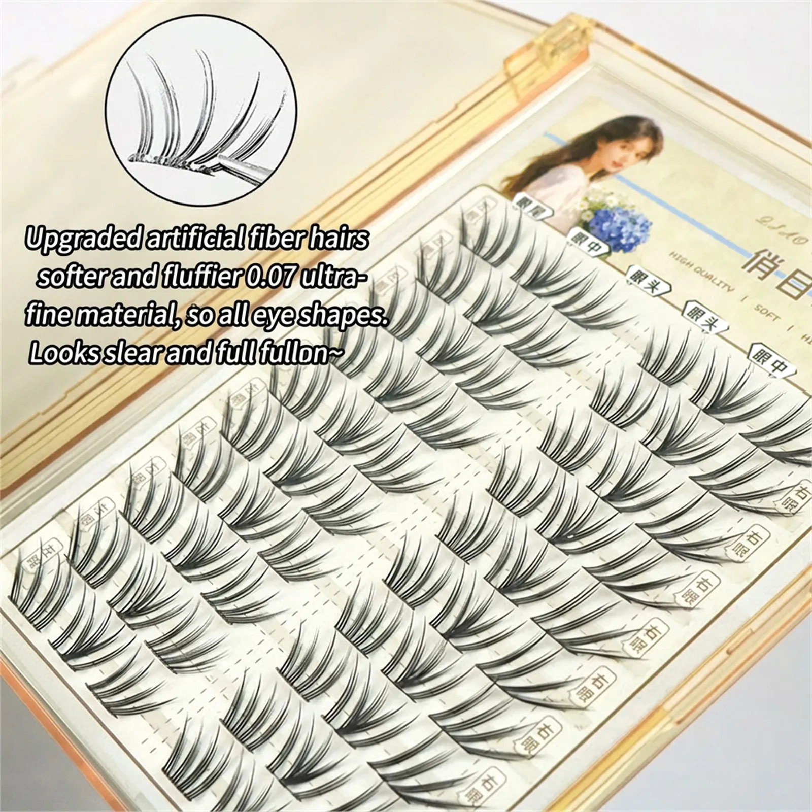 French Soft Lightweight False Eyelashes Natural Look Segmented Design Flying Fluffy False Lashes for Women Eye Lash Makeup