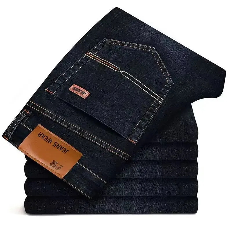 2025 New Business Men's Jeans Casual Comfortable Straight Stretch Fashion Classic Premium Blue Black Denim Pants Large Pants — image 8
