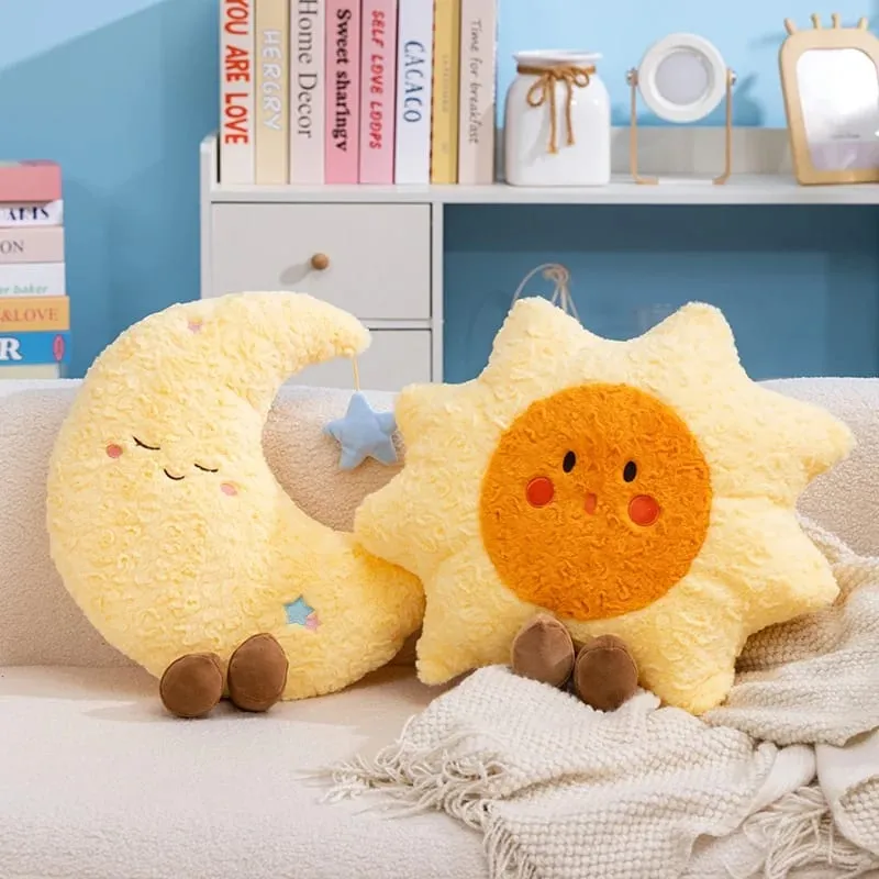 45cm Cute Plush Home Decorative Cushion Pillow Stuffed Sun Moon Plushies Huggable Sleep Pillow Girl Gift