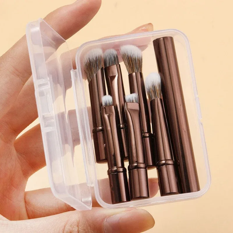 Ensemble de Mini pinceaux de maquillage de voyage, avec boîte, Portable, poudre cosmétique, fond de teint, Blush, correcteur, outils de maquillage, 6 pièces