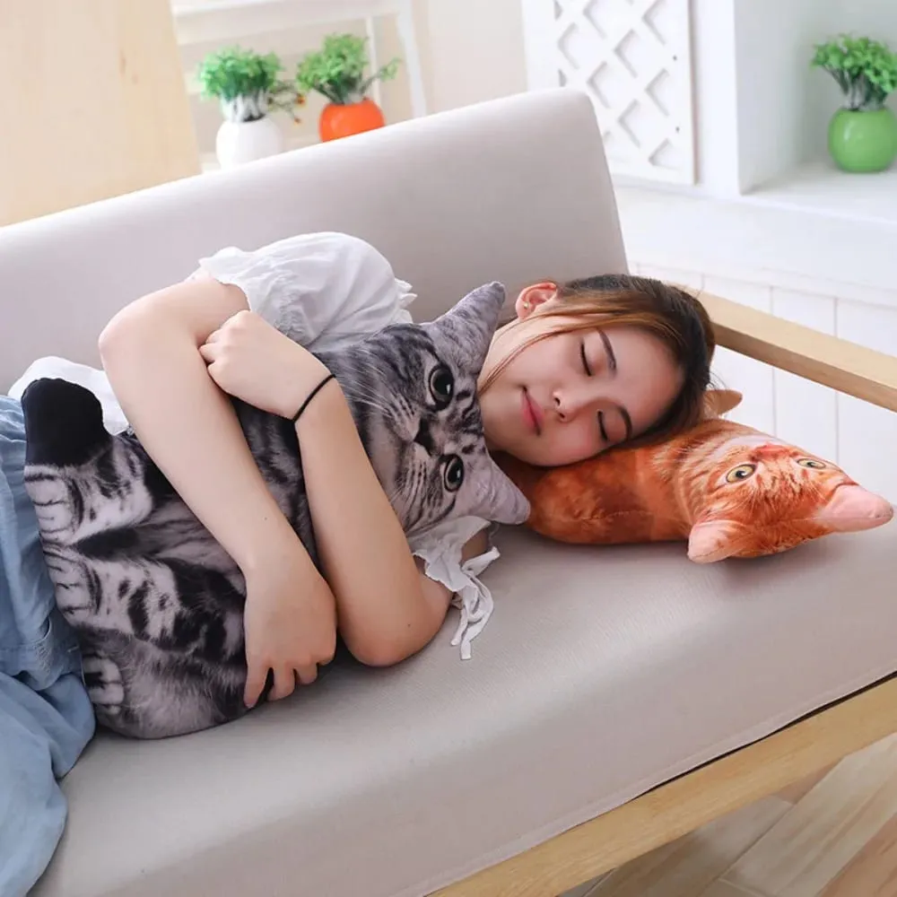Plush Realistic 3D Cat Doll Cartoon Stuffed Simulation Cat Plushie Pillow Kawaii Soft Plush Animals Toy Cushion for Kids Girls — image 4