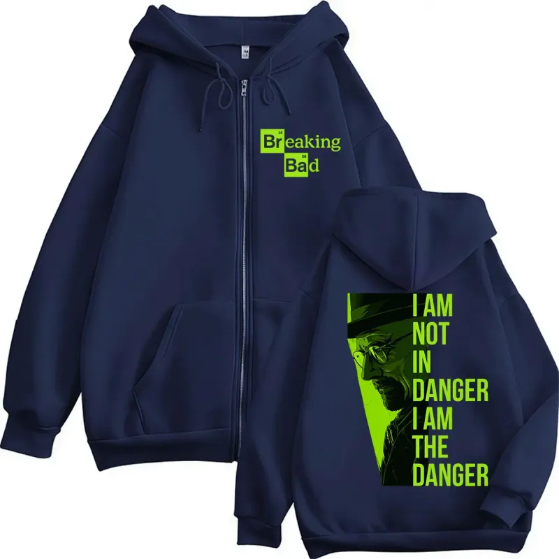 TV Series Breaking Bad Heisenberg Zip Up Hoodies I Am Not Danger I Am The Danger Men Women Tracksuit Loose Autumn Casual Coats