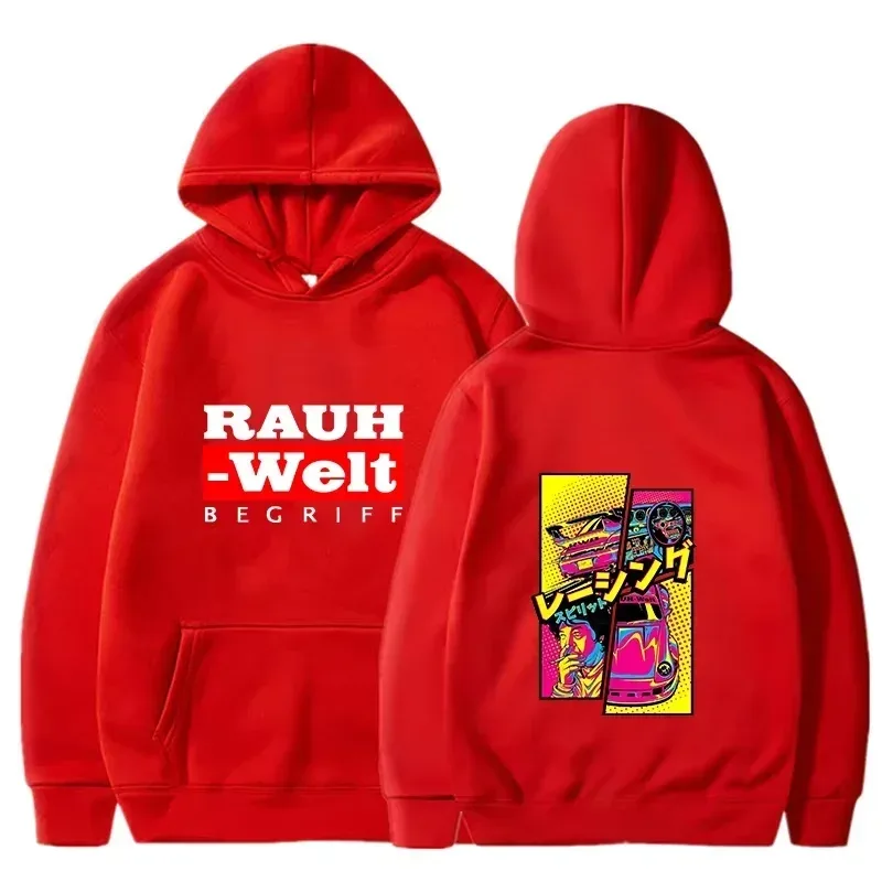 Rauh ウェルト パーカー 車 ワイドボディ チューニング JDM レーシング ポップ アート コミック 美的 ブラック オーバーサイズ カジュアル スウェットシャツ 長袖