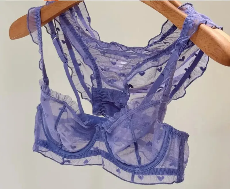 性感緞面三角杯無痕胸罩套裝舒適無鋼圈內衣適合大乳房 — image 8