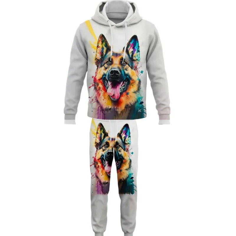 Fashion Animals Dog 3D Printed Autumn Hoodie Suit Men Sweatshirts Sweatpants Casual Two Piece Tracksuit Set Men's Clothing