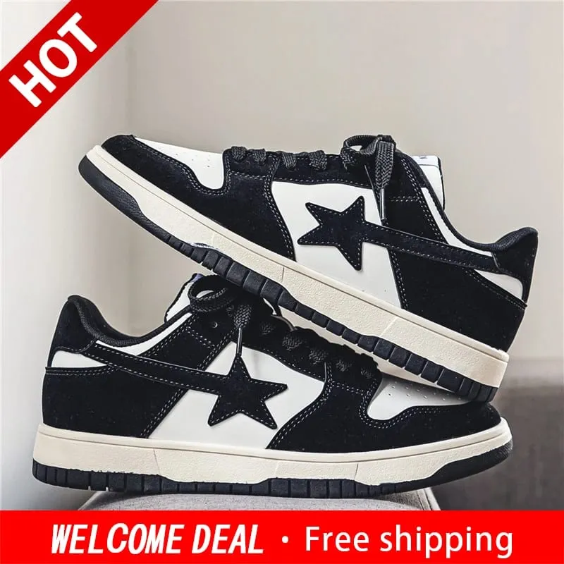 Men Women Classic Skateboard Shoes Casual Sneakers Flat Non‑Slip Breathable Fashion Street Style Board Shoes for Daily Outdoor W