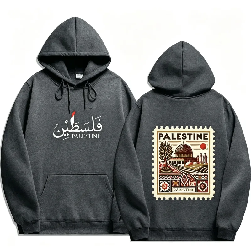 Unisex Autumn Winter Vintage Casual Pullover Sweatshirts Palestine Hoodie Fashion Harajuku Aesthetic Retro Graphic Hoodies Tops