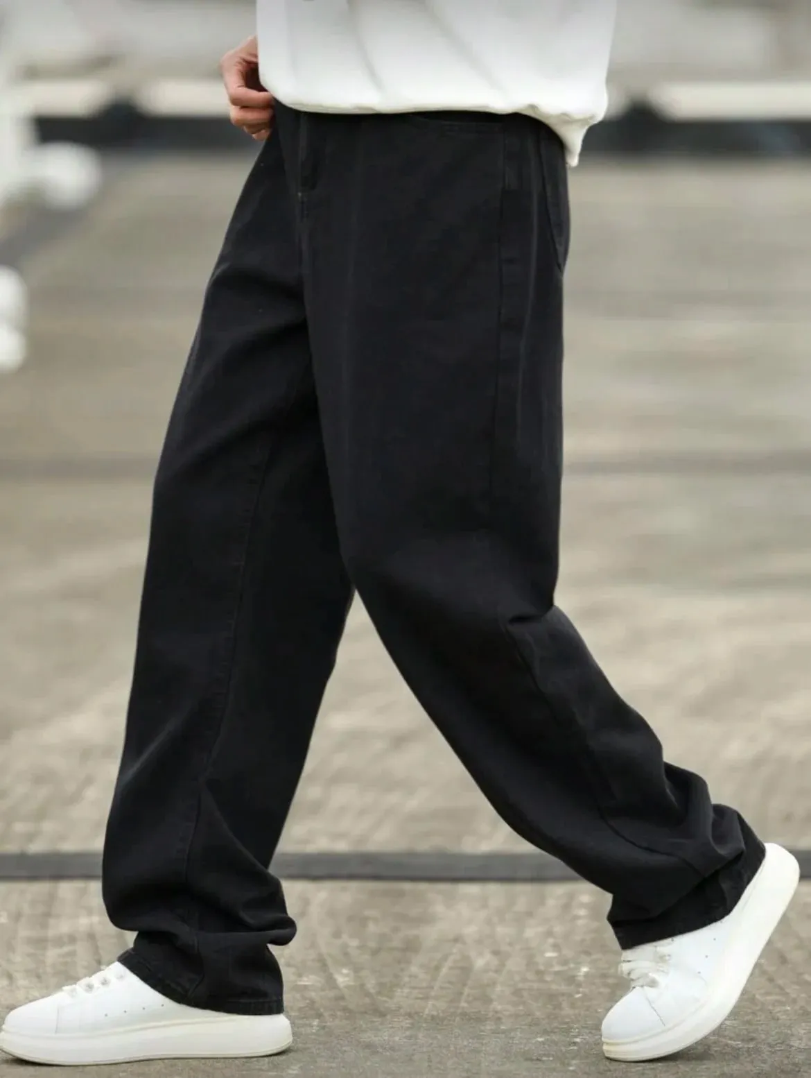 Men's Wide Leg Jeans - Oversized Straight Fit Denim Pants with Casual Drop Crotch — image 6
