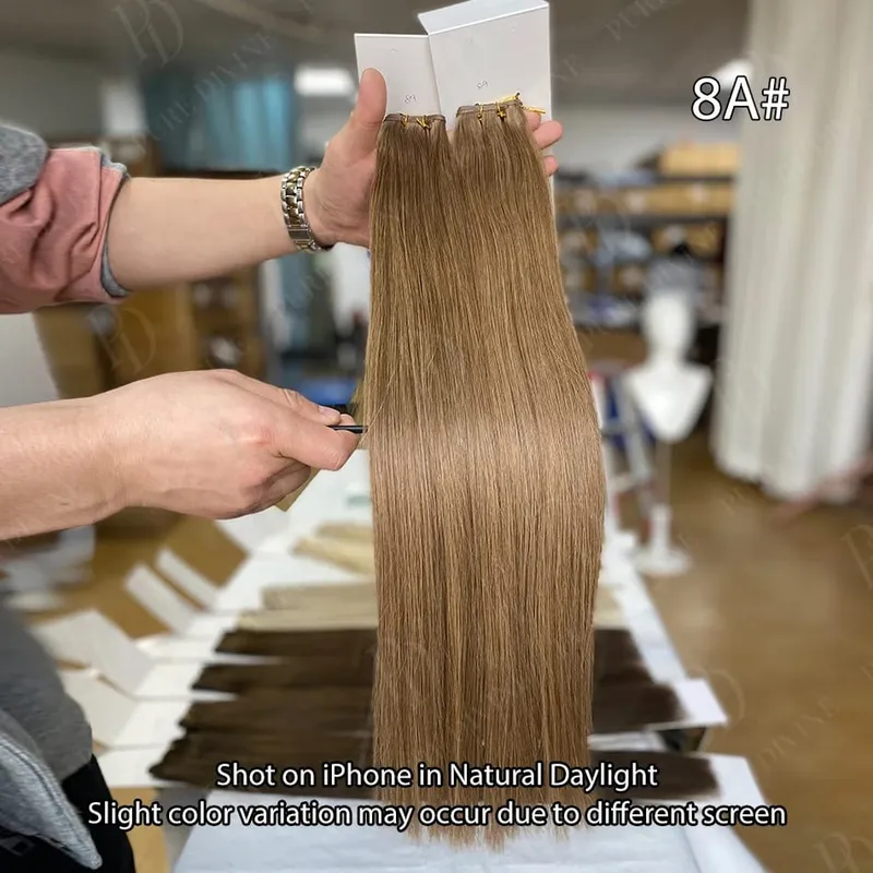 Hot Sale Genius Weft Human Hair Extensions 50g/pc Double Drawn Balayage Blonde Full End Invisible Straight Virgin Remy Hair 15A