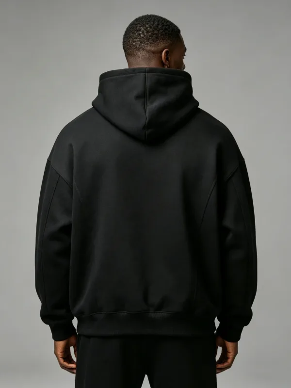 Striped solidcolor mens hooded sweatshirt with fleece forwarmth. Fashionable street casual loosefitting casual sweater with hood — image 11
