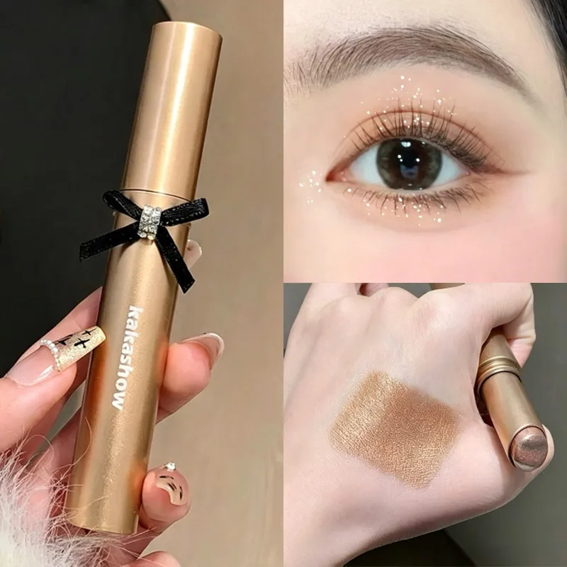 Kakashow Three Color Pearl Glitter Eye Shadow Stick Gradient Delicate Shiny Eyeshadow Waterproof Long Lasting Daily Eye Cosmetic