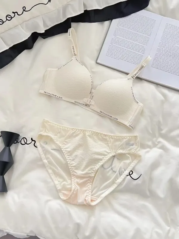 Sexy Front Closure Push-Up Lingerie Set for Small Breasts Comfortable Thin Bra with No Steel Ring Letter Shoulder Straps — image 10