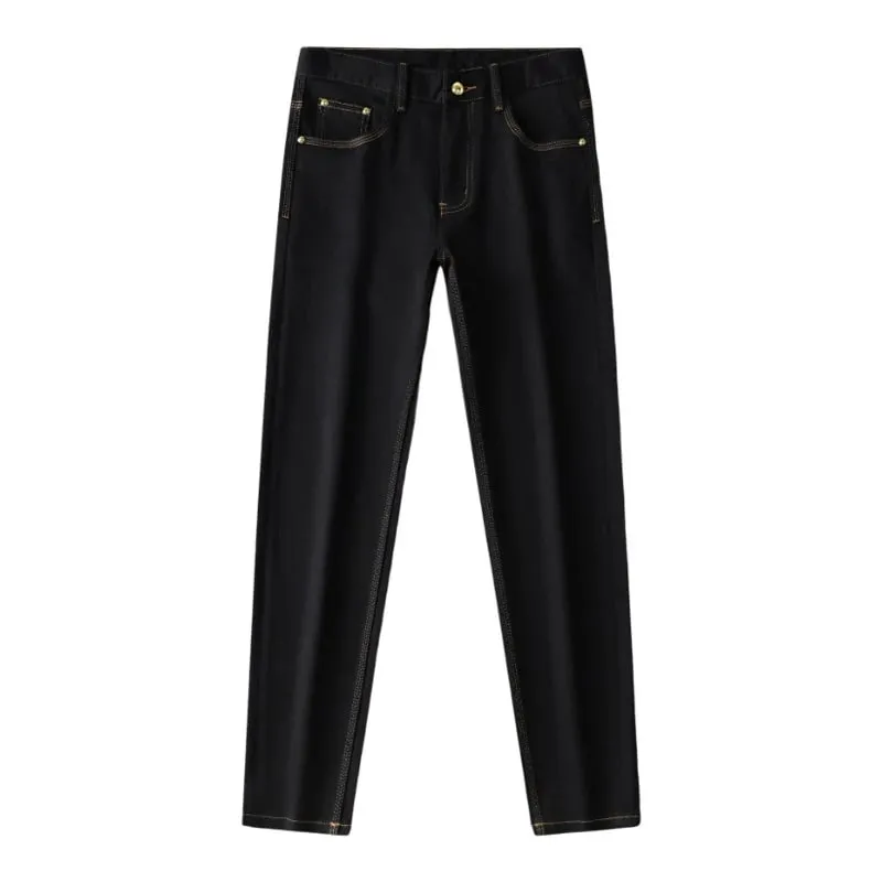 2026 New Black Jeans Men Versatile Slim Fit Skinny Leg Casual Trendy High-End Fashion Pants
