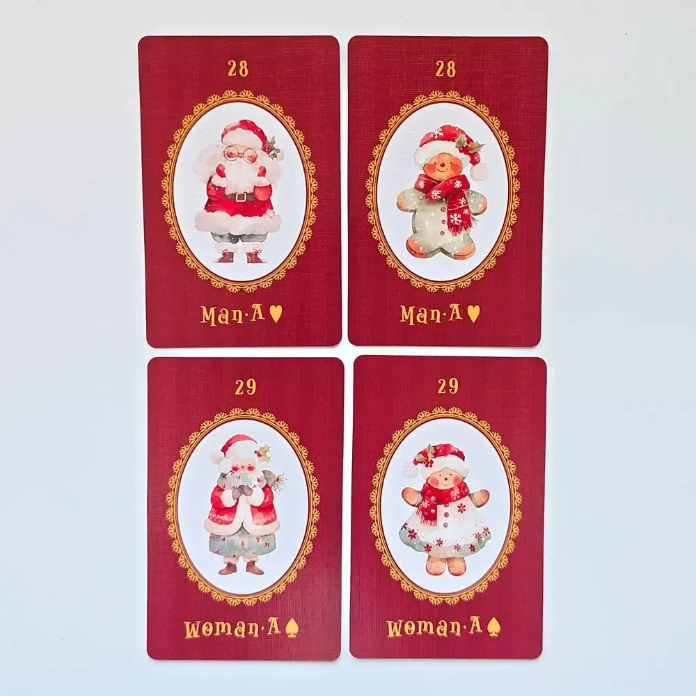 Christmas Carol Lenormand Deck 9*6cm 42 Pcs Cute Christmas-themed Lenormand Cards Printed on 350GSM Double-embossed Cardstock
