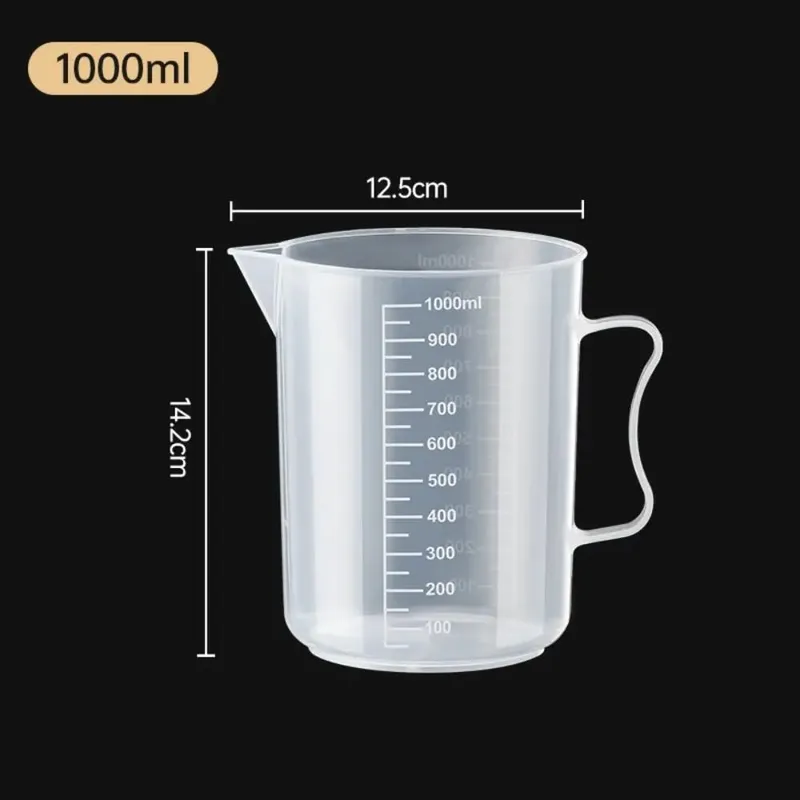 ถ้วยตวงพลาสติกโปร่งใสห้องปฏิบัติการ Beaker สำเร็จการศึกษาของเหลวเหยือกถ้วยครัวเบเกอรี่ทำอาหารการวัดขนาดคอนเทนเนอร์