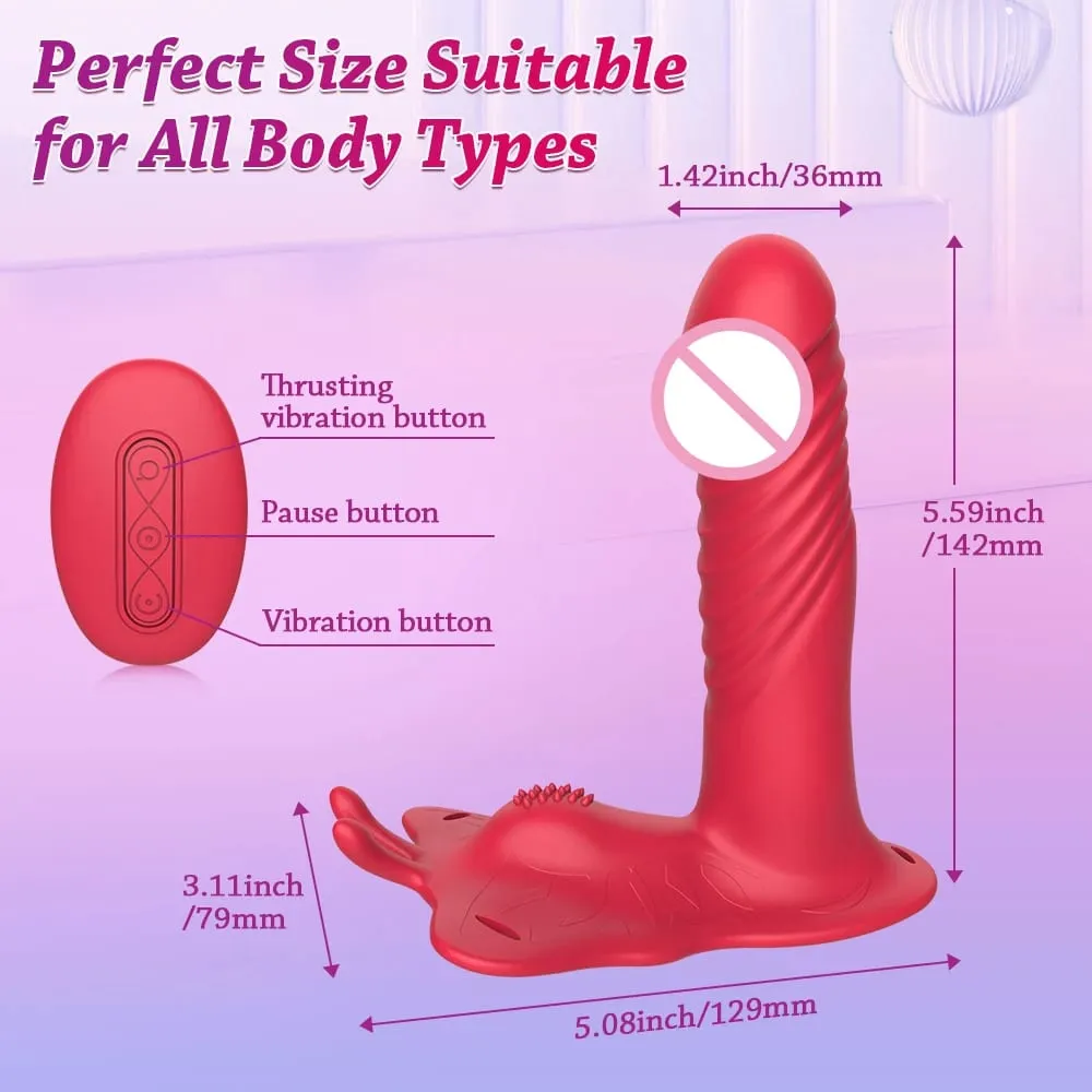 Wireless Remote Wearable Thrusting Vibrator 10 Telescopic Modes Vibrating Dildo Clitoris Stimulator Butt Plug Sex Toy for Women