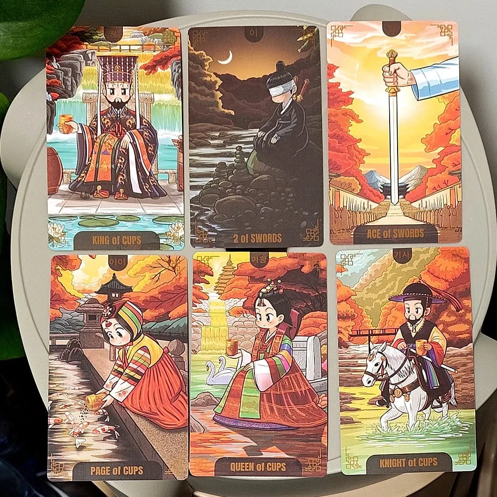 Timeless in The Autumn Chibi Tarot Deck for Collectors in Rigid Box 12*7cm Korenji Tarot 78 Cute Korean Hanbok Style Cards