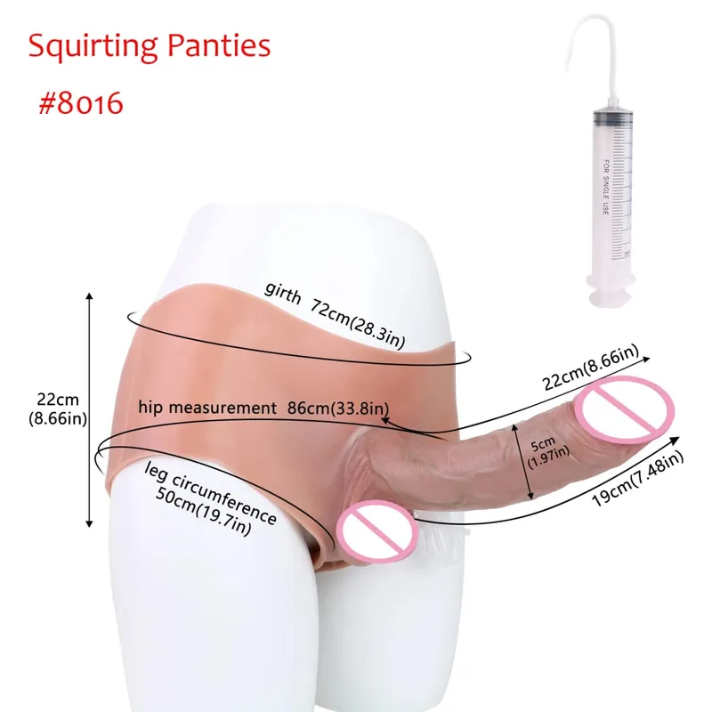 Black Nude Silicone Squirting Panties With Simulated Solid Penis Strapon Big Realistic Ejaculation Dildo Sex Toy For Women