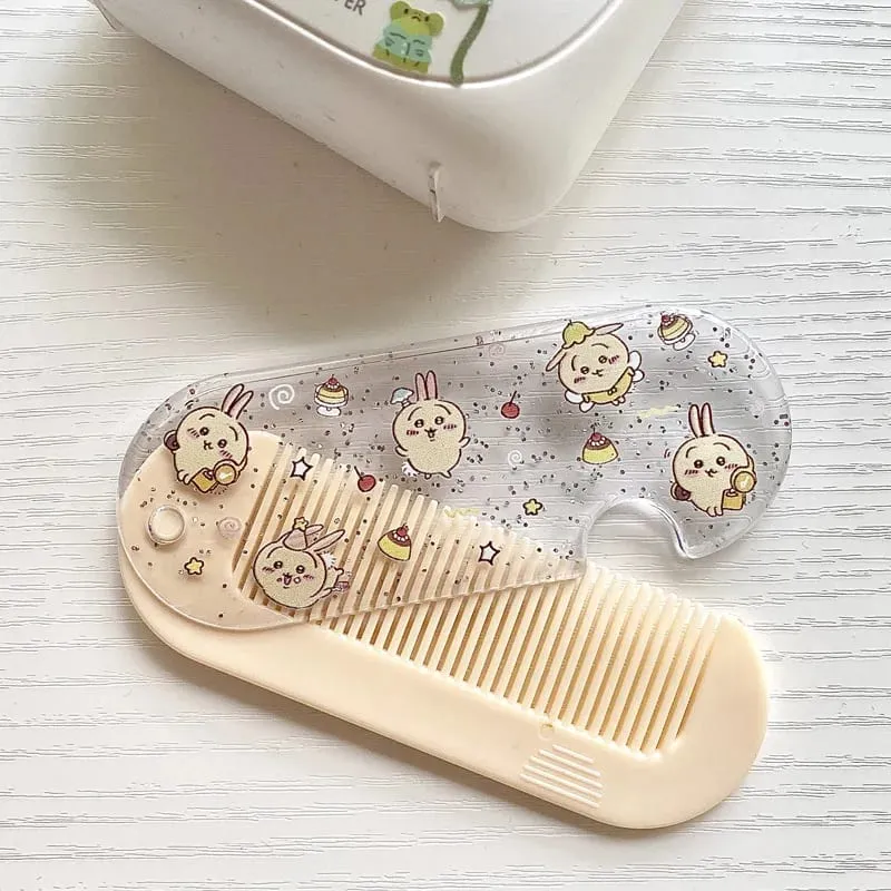 Mới Yiji Hoạt Hình Gấp Lược Nhỏ Di Động Bỏ Túi Trang Điểm USAGI うさぎ ハチワレ Hachiware Mini Dễ Thương Lược Nổ Lược Quà Tặng