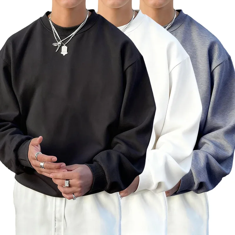 Man'S Fleece Autumn Top Street All-Match Pullovers Comfortable Basics Sweatshirts Sport Casual Sportswears Daily Soft Clothing