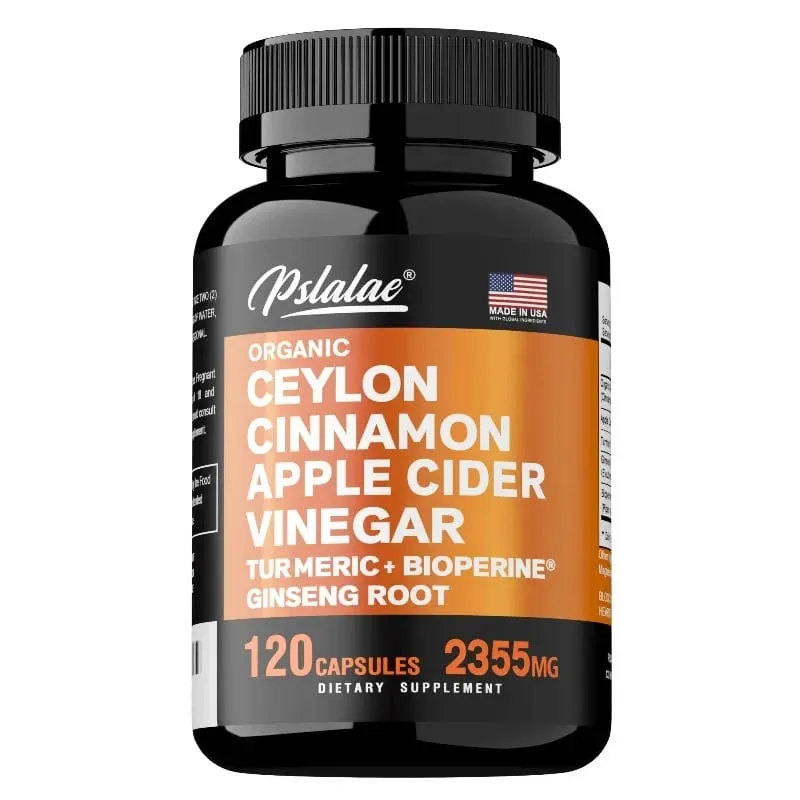 Organic Ceylon Cinnamon Capsules with Apple Cider Vinegar Turmeric Bioperine Supports Joint Brain Digestive & Heart Health