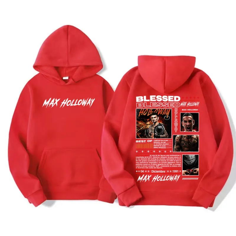 Max Holloway Blessed Vintage Graphic Hoodies Men Women Fashion Violence Aesthetic Sweatshirt Casual High Quality Pullovers Hoody