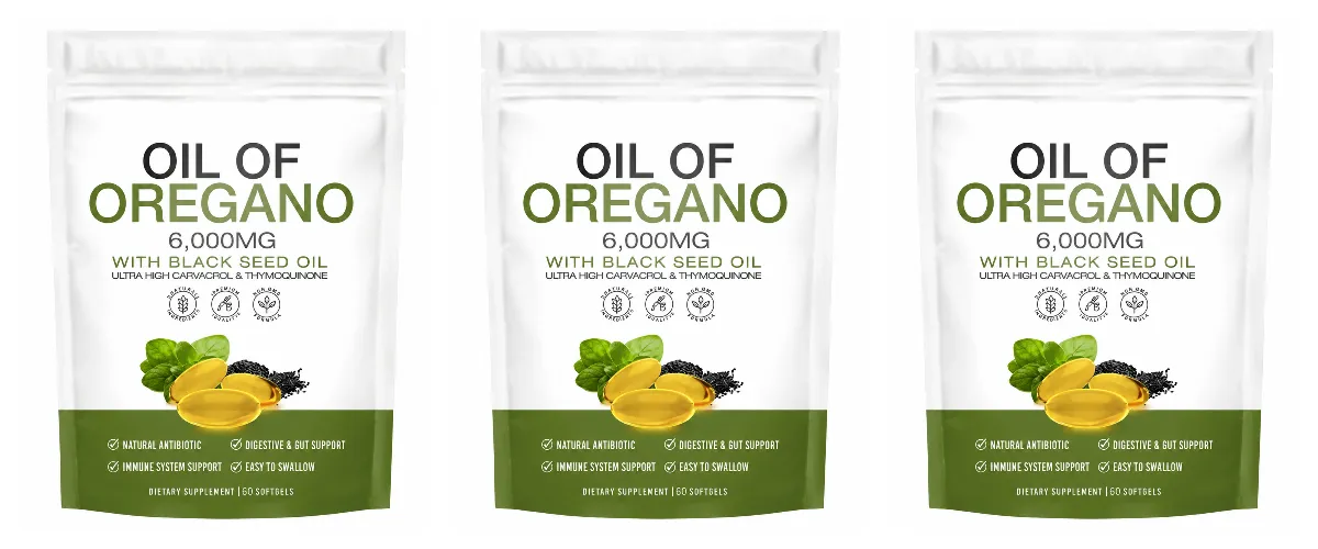 Oil of Oregano Softgels with Black Seed Oil 6000mg Carvacrol Thymoquinone For Immune Gut Digestive Support Adult 60 Softgels