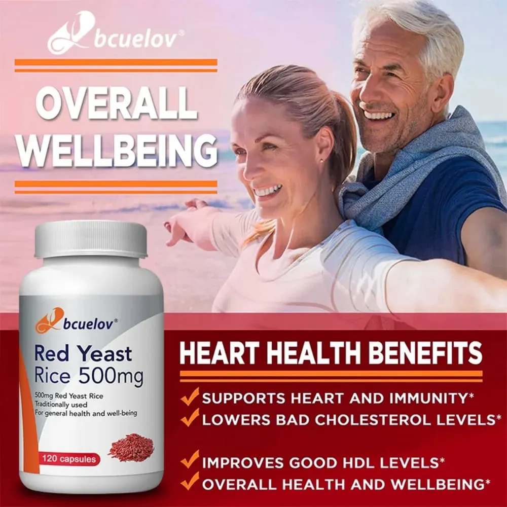 Red Yeast Rice Extract 500 Mg Vegetarian– Advanced Healthy Heart Formula for Cardiovascular Health Supplement