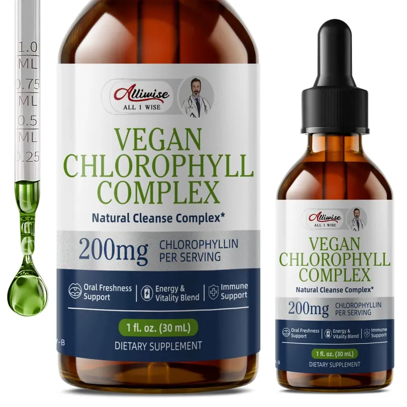 Alliwise 200mg High Potency Chlorophyll Drops for Enhanced Immunity Digestive Health Antioxidant Parsley + Vitamin C Nourishes