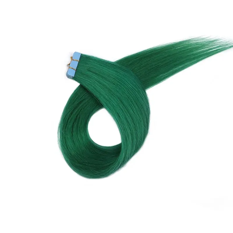 Colorful Mini Tape In Hair Extensions Human Hair Skin Weft Machine Remy Red Natural Straight 12-20 inch 10pcs Tape In Extension