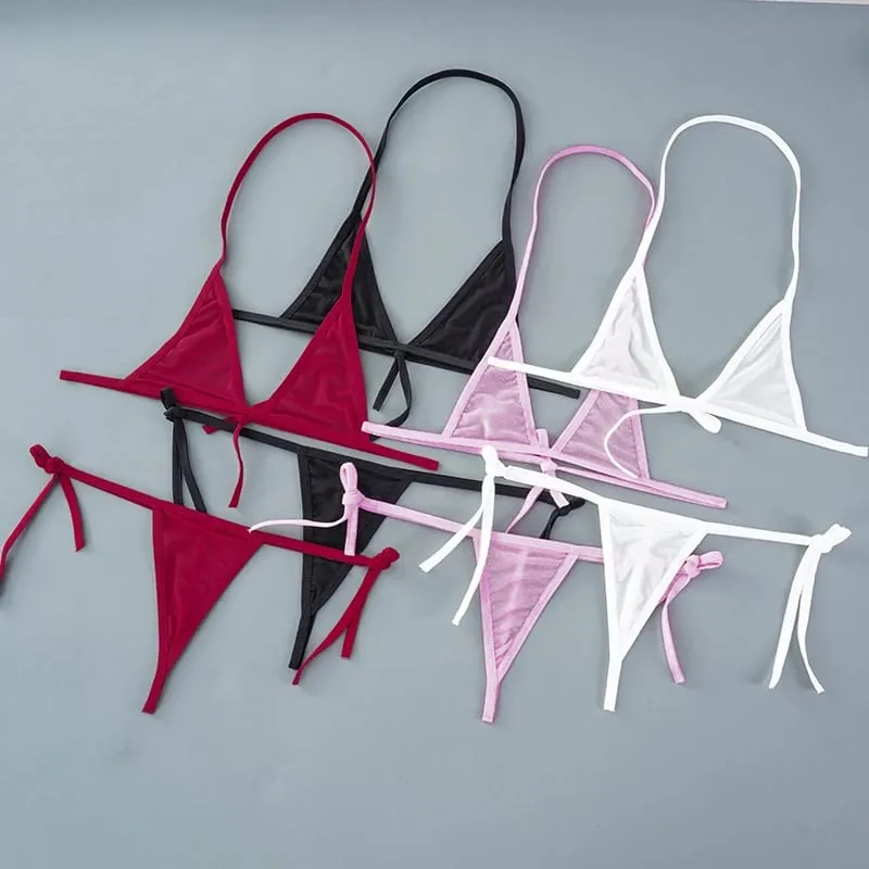 Set Lingerie Seksi Wanita 2 Buah Set Bra Tanpa Kawat Jaring Ultratipis Lingerie Set Pakaian Dalam Eksotis Transparan Wanita Ultra Panas — image 2