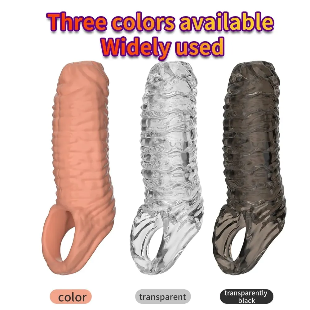 Men Delay Lock Sperm Fine Male Condom Penis Extender Sleeve Erection Enhancer Dick Cock Ring Sex Toys Silicone Intimate Goods — image 3