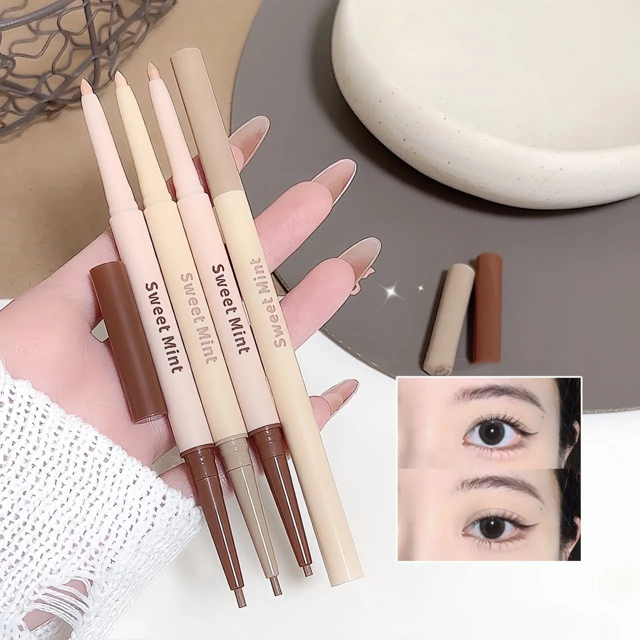 Double Head Eyeliner Pen Lying Silkworm Eye Brighten Bronzer 2 in 1 Waterproof And Durable Not Easy To Halo Dye Natural Makeup